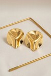 Gold Asimetrik Desen Küpe