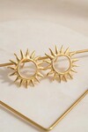 Gold Güneş Tasarımlı Oval Küpe