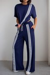 Lacivert Çizgili Modal Kumaş Alt Üst Takım