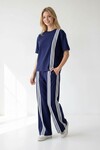 Lacivert Çizgili Modal Kumaş Alt Üst Takım