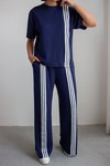 Lacivert Çizgili Modal Kumaş Alt Üst Takım