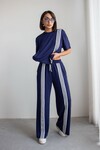 Lacivert Çizgili Modal Kumaş Alt Üst Takım