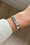 Metalik Italyan Charm Yazısız Bileklik Paslanmaz Çelik Bileklik Silver Unisex Mix