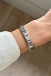 Metalik Italyan Charm Yazısız Bileklik Paslanmaz Çelik Bileklik Silver Unisex Mix