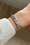 Metalik Italyan Charm Yazısız Bileklik Paslanmaz Çelik Bileklik Silver Unisex Mix
