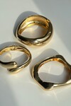 Sarı 1 Adet 316L Çelik Kalın Kelepçe Bileklik Dalgalı Bilezik 14K Altın Kaplama Renk Gold