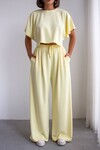 Sarı Bol Paça Rahat Kesim Modal Kumaş Alt Üst Takım