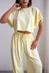 Sarı Bol Paça Rahat Kesim Modal Kumaş Alt Üst Takım