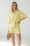 Sarı Şort Ve Gömlek Yazlık Pamuklu Alt Üst Takım