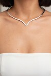 Silver Özel Kesimli Tasma Choker Kolye