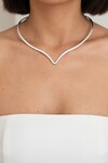 Silver Özel Kesimli Tasma Choker Kolye
