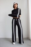 Siyah Çizgili Modal Kumaş Alt Üst Takım