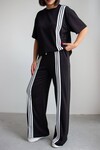 Siyah Çizgili Modal Kumaş Alt Üst Takım