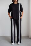 Siyah Çizgili Modal Kumaş Alt Üst Takım