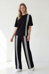 Siyah Çizgili Modal Kumaş Alt Üst Takım