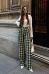 Yeşil Yüksek Bel İspanyol Paça Ekose Pantolon