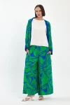 Maxi Boy Yeşil Baskılı Kimono Ve Pantolon Dokuma Viscon Alt Üst Takım BCVL-251068