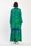Maxi Boy Yeşil Baskılı Kimono Ve Pantolon Dokuma Viscon Alt Üst Takım BCVL-251068