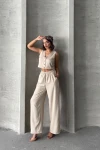 Bej Yelek Ve Pantolonlu Alt Üst Dokuma Takım BCHN-25252