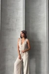 Bej Yelek Ve Pantolonlu Alt Üst Dokuma Takım BCHN-25252