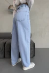 Buz Mavi Yüksek Bel Baggy Palazzo Jean Pantolon BCNW-251414