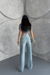 Buz Mavi Yüksek Bel Palazzo Denim Jeans BCNW-251376