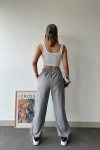 Gri Pile Detaylı Paraşüt Kumaş Jogger Pantolon BCHN-2525270
