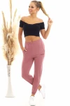 Gül Kurusu Yumuşak Dokulu Beli Ve Paçası Lastikli Pantolon CO-2520060629