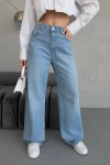 Mavi Yüksek Bel Baggy Palazzo Jean Pantolon BCNW-251409