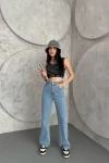 Mavi Yüksek Bel Regular Kesim Jean Pantolon BCNW-251439