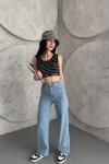 Mavi Yüksek Bel Regular Kesim Jean Pantolon BCNW-251439