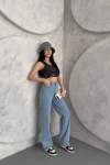 Mavi Yüksek Bel Regular Kesim Jean Pantolon BCNW-251439