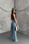 Mavi Yüksek Bel Regular Kesim Jean Pantolon BCNW-251439