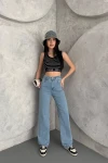 Mavi Yüksek Bel Regular Kesim Jean Pantolon BCNW-251439