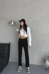 Siyah Boyfriend Yüksek Bel Denim Pantolon BCNW-251392