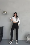 Siyah Boyfriend Yüksek Bel Denim Pantolon BCNW-251392