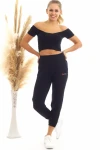 Siyah Yumuşak Dokulu Beli Ve Paçası Lastikli Pantolon CO-2520060629