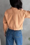 Taba Çift Cepli Crop Yıkamalı Denim Ceket BCDF-235401