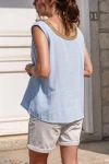 Bebe Mavi Hasır V Yaka Müslin Kolsuz Salaş Bluz BCBSK-25700-3424