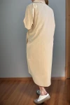 Bej Poplin Uzun Cepli Gömlek Elbise BCBSK-25700-3555