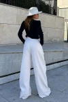 Beyaz Beli Lastikli Geniş Paça Pantolon BCBSK-25700-KT0075