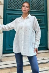 Beyaz Oversize Uzun Kollu Gömlek BCBSK-25700-3527