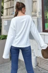 Beyaz Yumuşak Dokulu Oversize Bluz BCBSK-25700-3470
