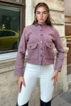 Bordo Çift Cepli Crop Ceket BCBSK-25700-3681