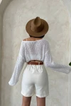Ekru Gabardin Kemerli Şort BCHN-2525735