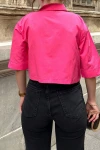 Fuşya Oversize Uzun Kollu Crop Gömlek BCBSK-25700-3533
