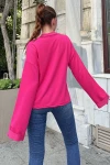 Fuşya Yumuşak Dokulu Oversize Bluz BCBSK-25700-3470