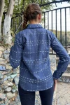İndigo Uzun Kollu Oversize Düğmeli Gömlek BCBSK-25700-3498