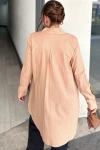 Kahve Düğme Detaylı Oversize Uzun Kollu Gömlek BCBSK-25700-3558