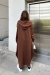 Kahve Kapüşonlu Oversize Elbise BCBSK-25700-3446